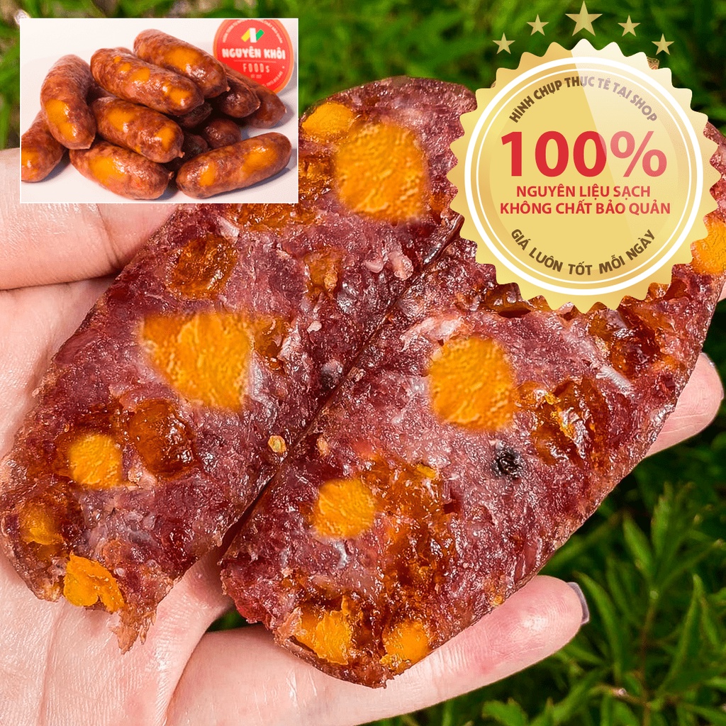 1kg Lạp xưởng tươi trứng muối, loại ngon đặc biệt, 90% thịt nạc, đặc sản Cai Lậy của Nguyên Khôi Foods