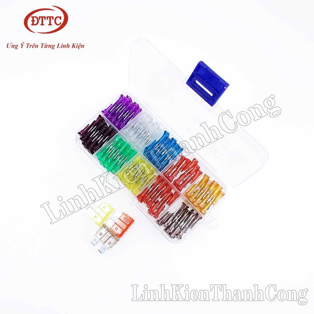 Bộ 100 Cầu Chì Dự Phòng Cho Xe Hơi, Xe Máy, Xe Tải Cỡ Mini, Cỡ Nhỏ, Cỡ Vừa