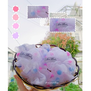 Cột tóc scrunchie pom pom hạt bông pompom 🍭 | Tiệm của Bánh Bèo