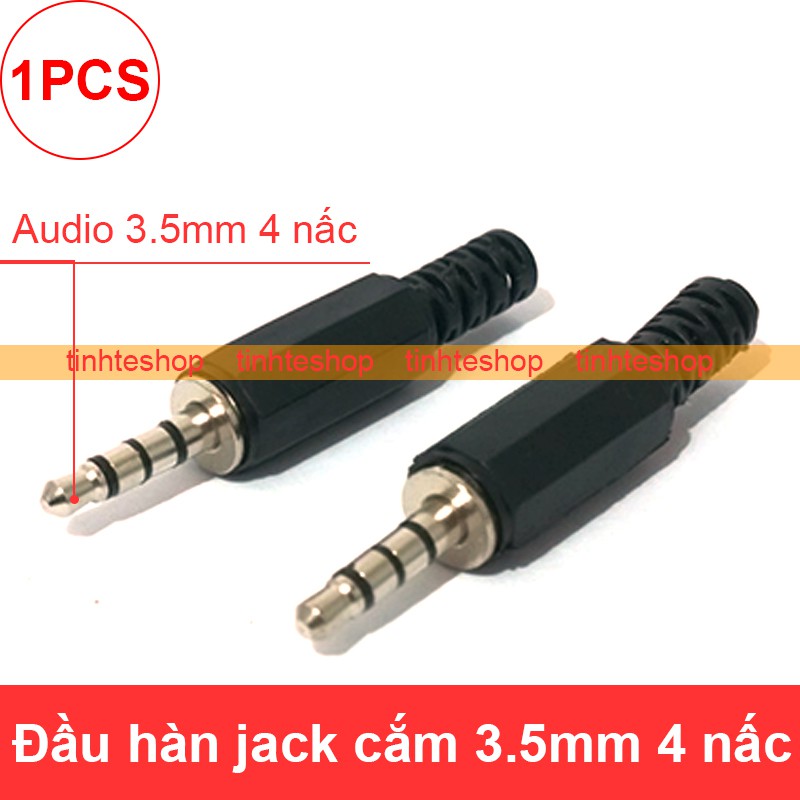 Đầu hàn jack cắm audio 3.5mm stereo 4 nấc TRRS vỏ nhựa OD-5mm (1 chiếc)