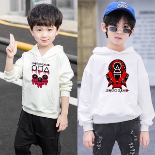 Áo khoác nỉ squid game trò chơi con mực màu trắng cực hot cho bé trai bé gái