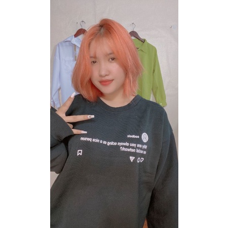 Áo Sweater Sadboi Máy Ảnh Hot Trend, Áo Form Thụng Tay Bồng Unisex