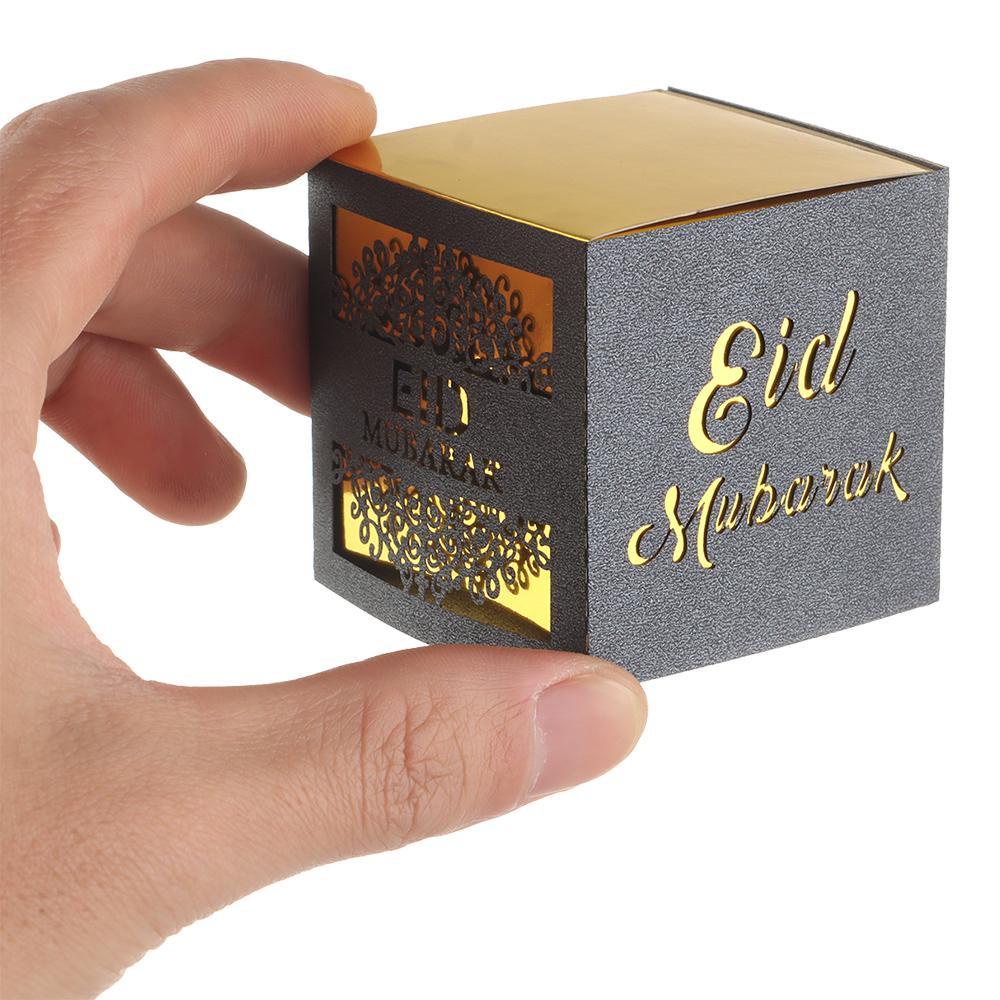 Set 5 / 10 Hộp Quà Giấy In Chữ Eid Mubarak Phong Cách Hồi Giáo Độc Đáo