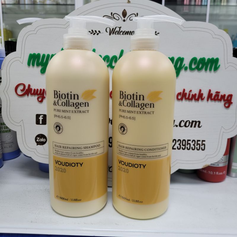 LẺ DẦU GỘI HOẶC DẦU XẢ PHỤC HỒI MỌC TÓC TÁI TẠO TÓC BIOTIN &amp; COLLAGEN VOUDIOTY 500ml -1000ml