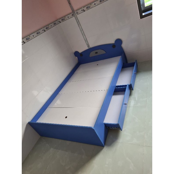 👨‍👩‍👧‍👦 Ảnh thật 👨‍👩‍👧‍👦 giường gấu cho bé - giường gấu 1m2x2m, 2 học kéo Trắng, Hồng, Xanh Kích #xuongnoithat.hcm