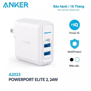 Củ sạc 2 cổng anker a2023 powerport elite 2 24w - chính hãng
