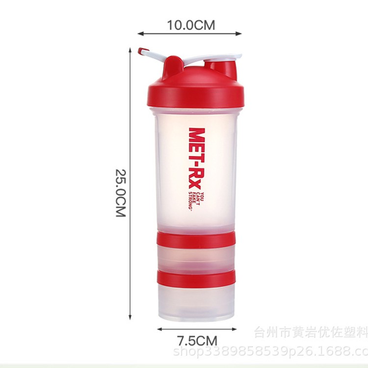 Bình nước thể thao - bình nước tập gym 3 ngăn 650ml