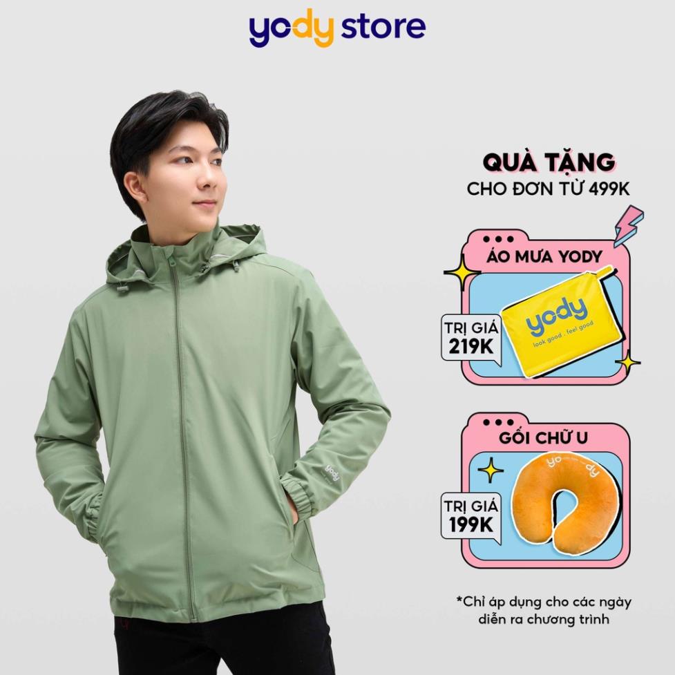 Áo gió YODY nam súp sườn thể thao 2 lớp năng động có mũ AKM4029 !