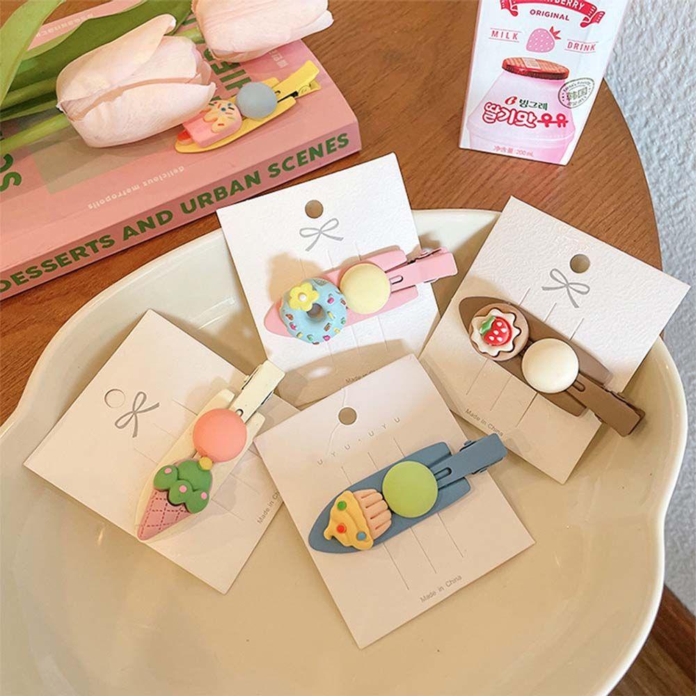 QQMALL Kẹp Tóc Trang Trí Hình Bánh Kem Tráng Miệng Dễ Thương Sáng Tạo