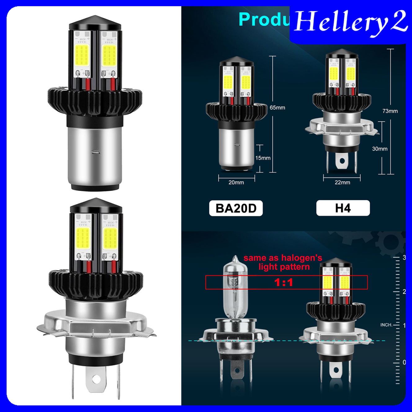 Bóng Đèn Pha Xe Mô Tô Helioy2 6000k - Màu Trắng