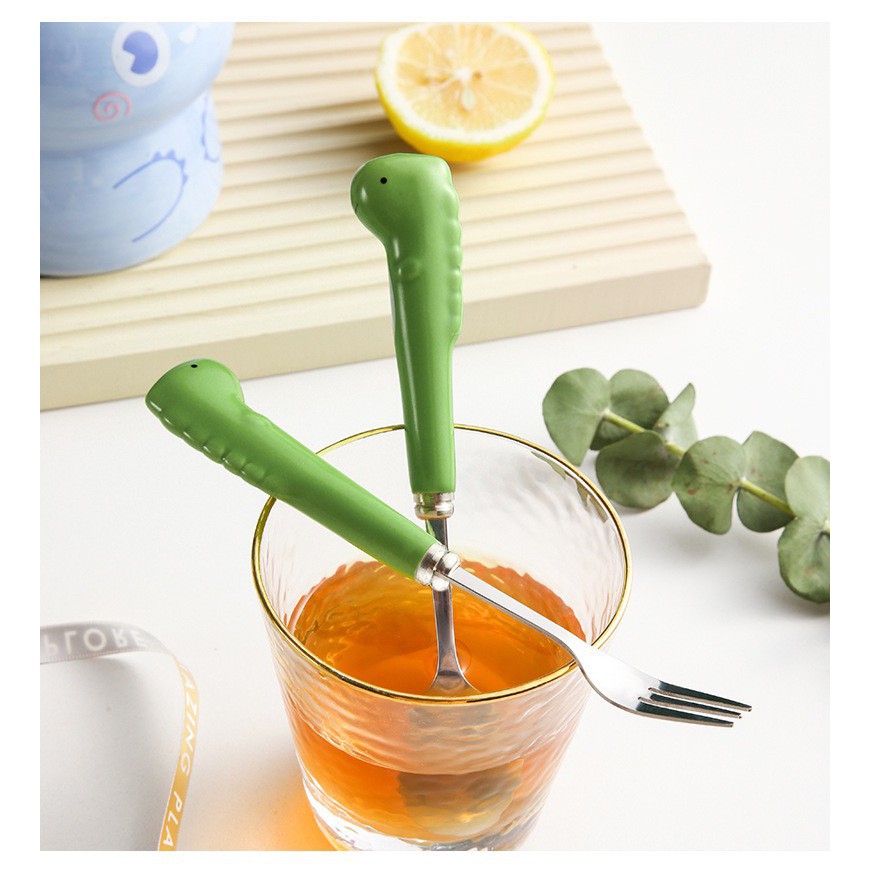 Thìa dĩa khủng long cho bé yêu bộ bát đĩa decor siêu đáng yêu