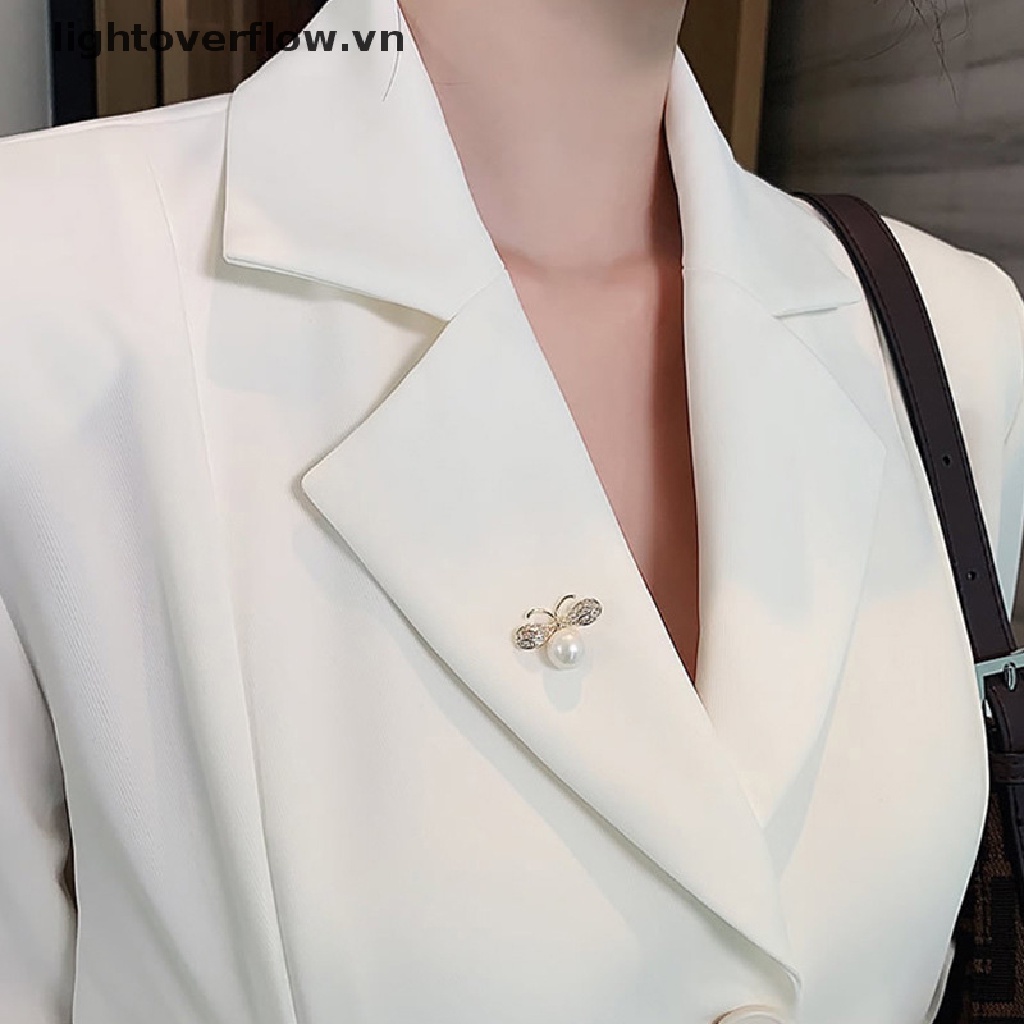 Ghim Cài Áo Hình Bướm Đính Ngọc Trai Nhân Tạo Lớn Thời Trang