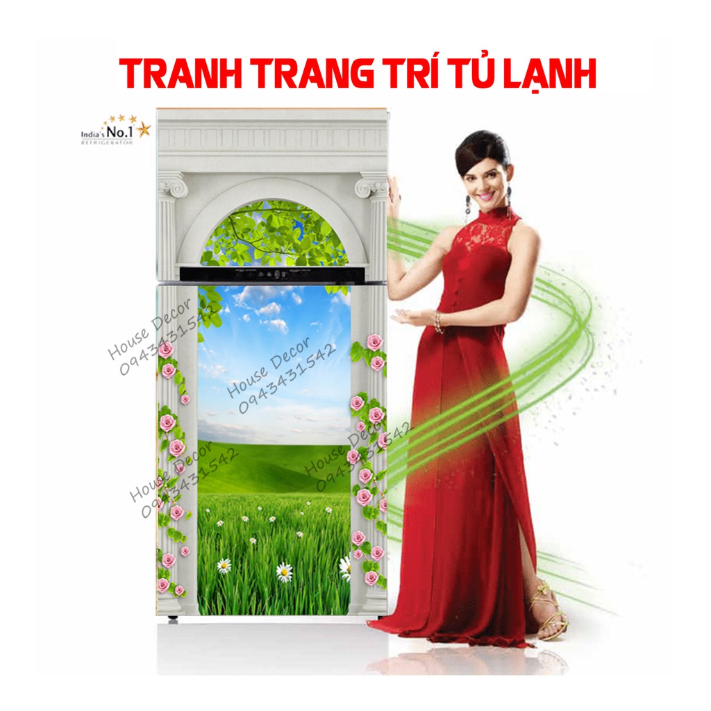 Decal dán tủ lạnh 3D phù hợp với mọi không gian, Chất liệu decal cao cấp siêu bền chống nước nấm mốc tuyệt đối
