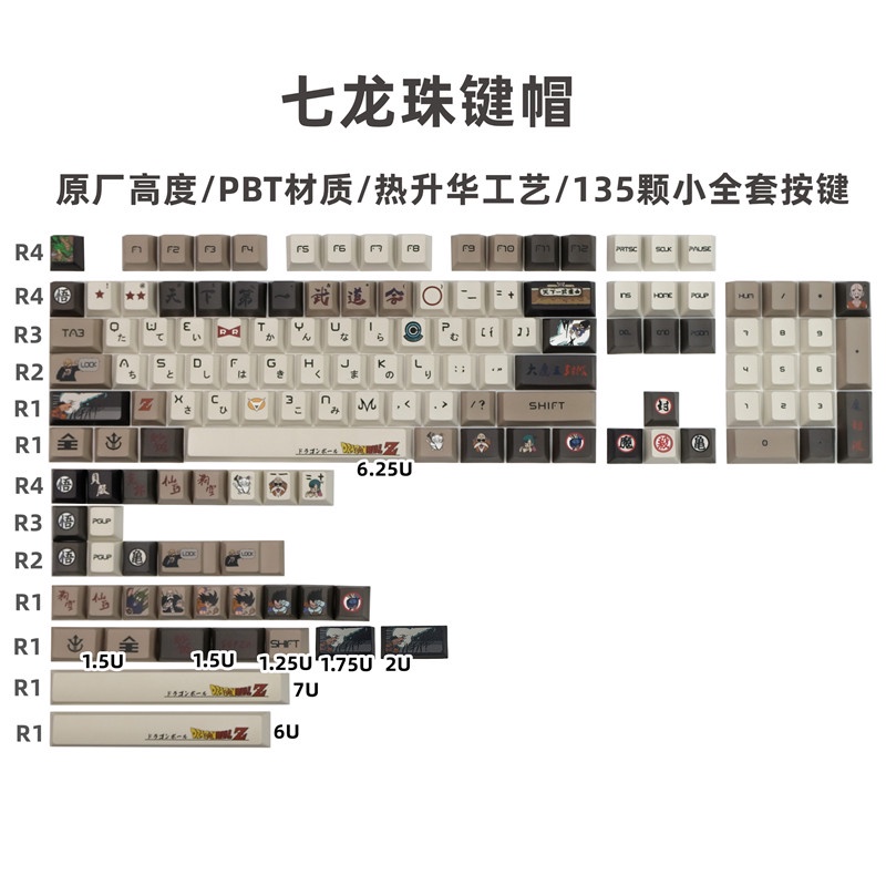 Keycaps bóng rồng GMK, Keycaps 135 phím Cherry Profile DYE-SUB Keycaps GMK cá nhân cho bàn phím cơ