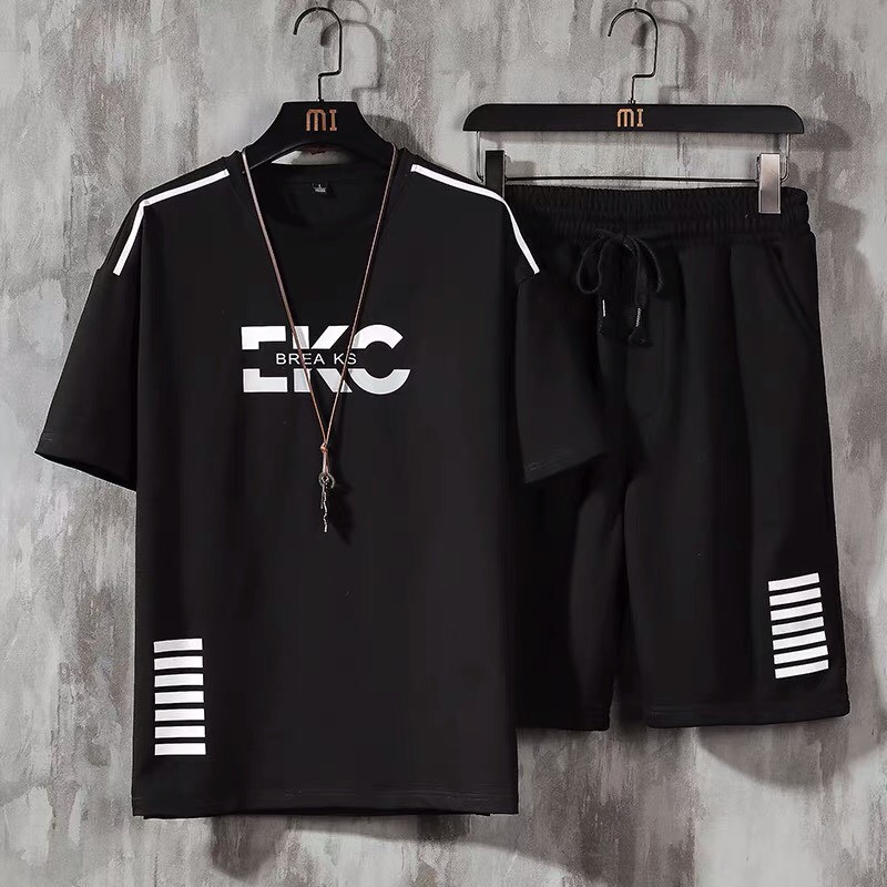 Bộ quần áo nam, bộ mặc nhà cộc tay, áo thun và quần đùi vải thun cotton, vải đẹp, dày dặn, in chữ | BigBuy360 - bigbuy360.vn