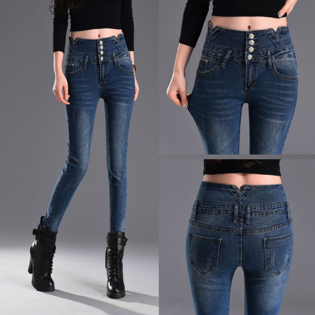 Quần jean LƯNG CAO, CO GIÃN cao cấp QJ-203i
