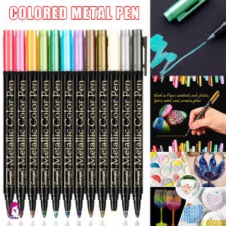 Bộ bút marker 12 màu ánh kim loại dùng cho vẽ graffiti và đá nghệ thuật DIY