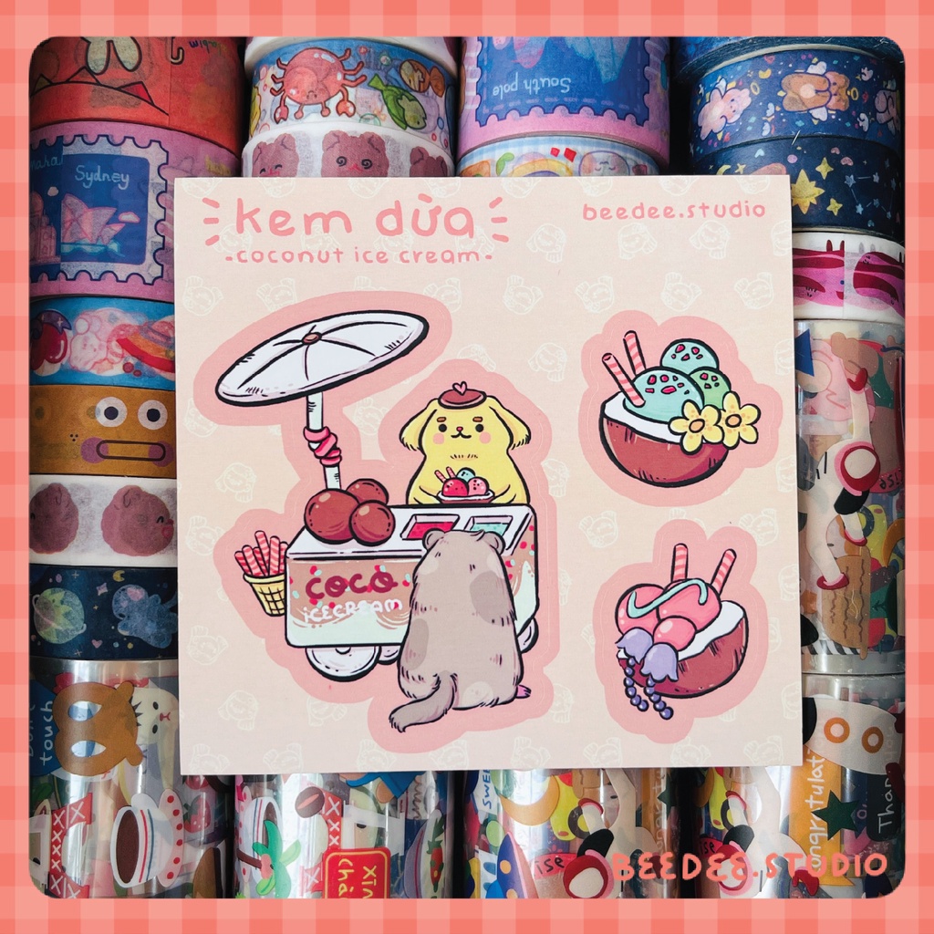 |4| Tấm STICKER DECAL chống nước hình dán dễ thương có thể dán lên kindle |Hàng độc quyền Beedee.studio| - Kindle Hà Nộ