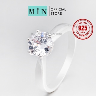 Nhẫn nữ bạc Ý đá chủ 5 ly sáng đẹp 004 - trang sức bạc MIN