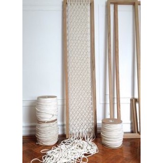 Macrame Lá - Vách ngăn macrame trang trí màu trắng