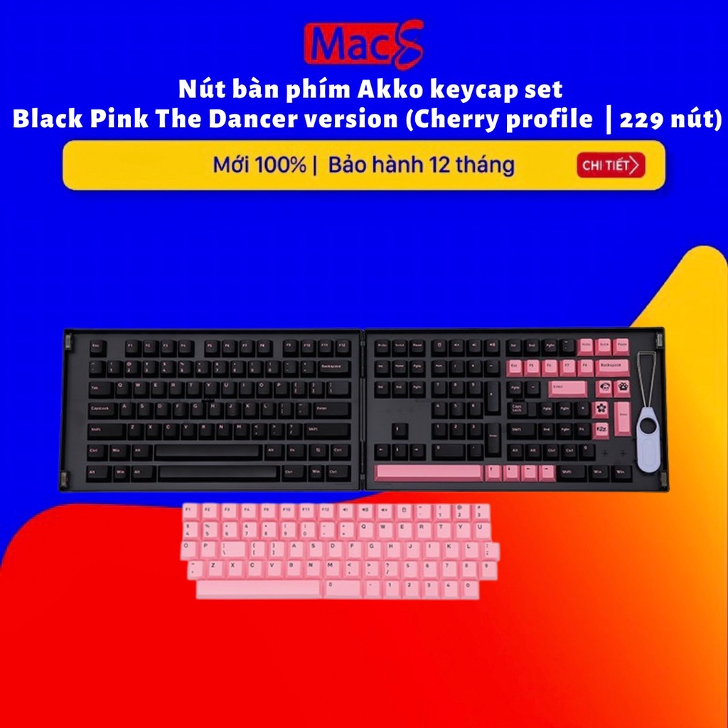 Nút bàn phím Akko keycap set - Black Pink The Dancer version (PBT Double-Shot/Cherry profile/229 nút)