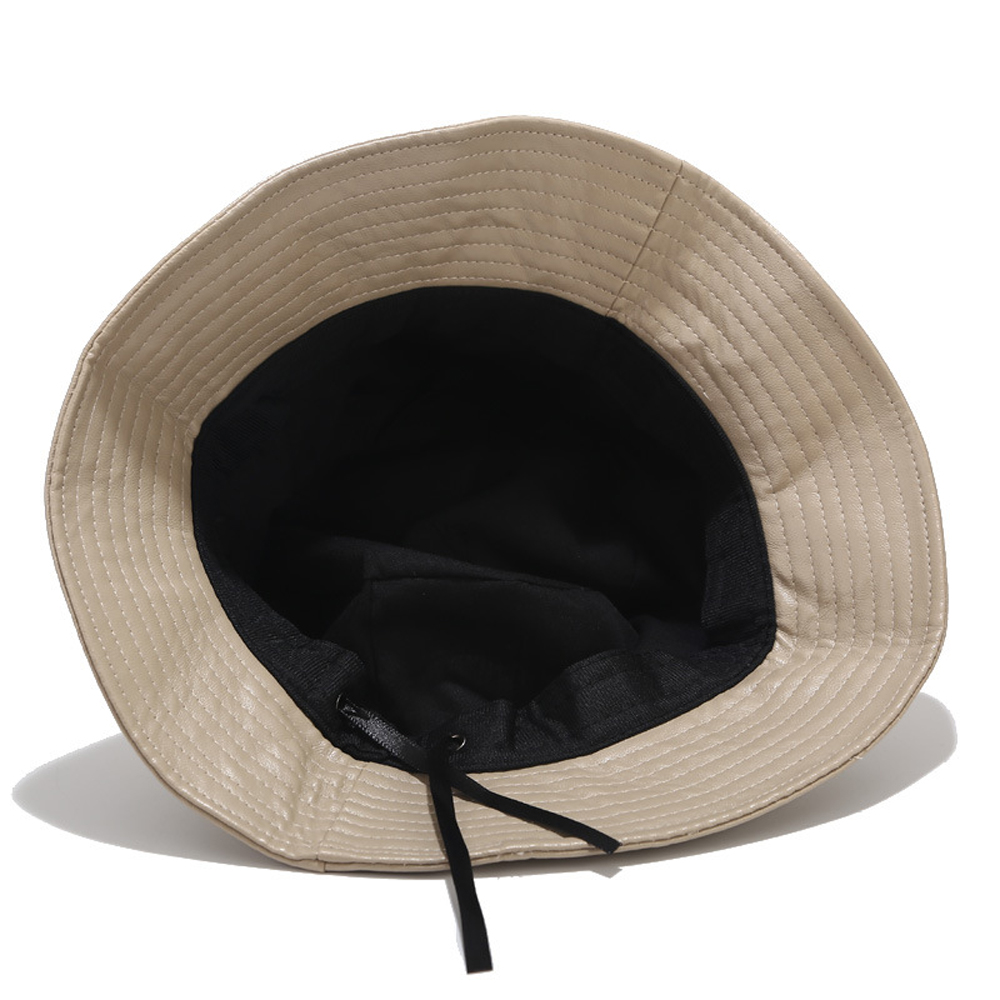 BLUEVELVET for Women and Men Leather Fisherman Cap Hip-Hop Panama Hat PU Bucket Hat Wind Proof Waterproof Soild Color Fashion Street Sun Protect Foldable Hiking Hat/Multicolor