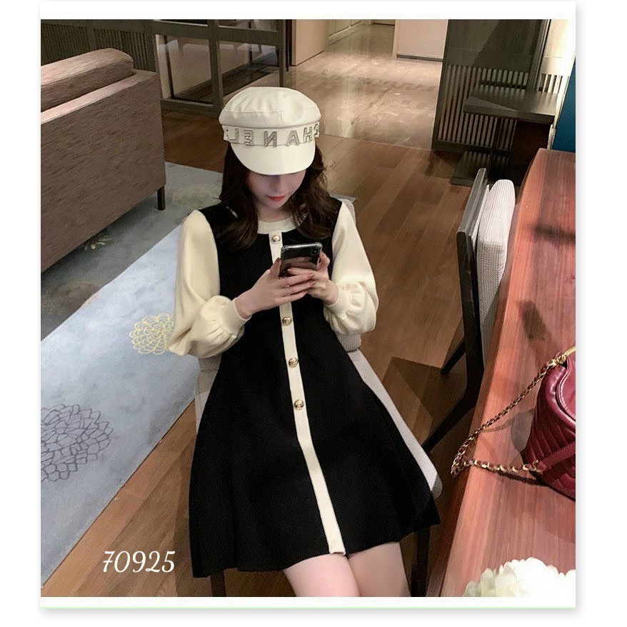 ĐẦM SUÔNG NỮ TAY DÀI BỒNG PHỐI NÚT PHONG CÁCH TIỂU THƯ SANG TRỌNG ĐỦ SIZE S M L XL XXL