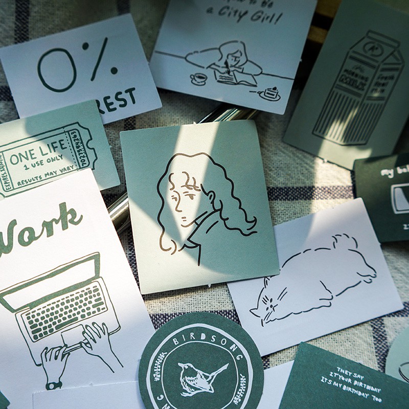 60 Miếng hình dán trang trí sổ lưu niệm phong cách Hàn Quốc xinh xắn