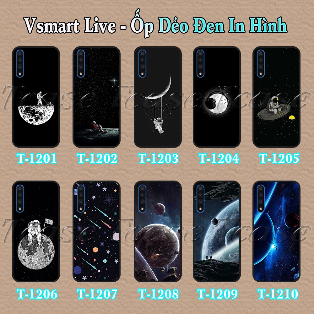 Ốp lưng Vsmart Live dẻo đen in hình Không Gian Vũ Trụ