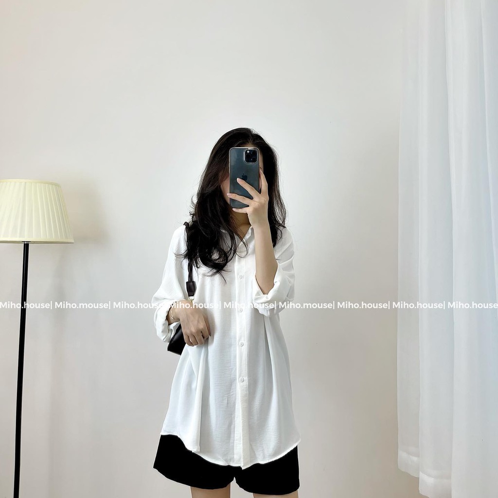 Áo sơ mi đũi nhăn chất đũi mềm mại, không nhăn, thấm hút mồ hôi thời trang nữ- Miho house