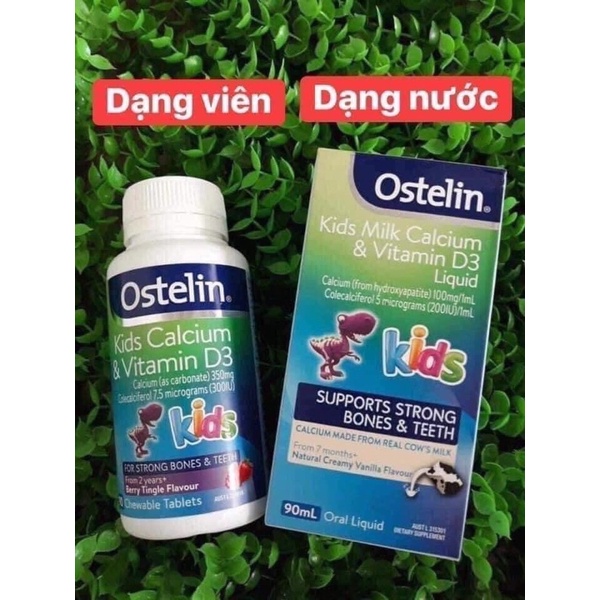 Canxi Ostelin Khủng Long vị dâu Cho Bé 90 viên - Ostelin Kids Calcium & Vitamin D3 90 Chewable Tablets