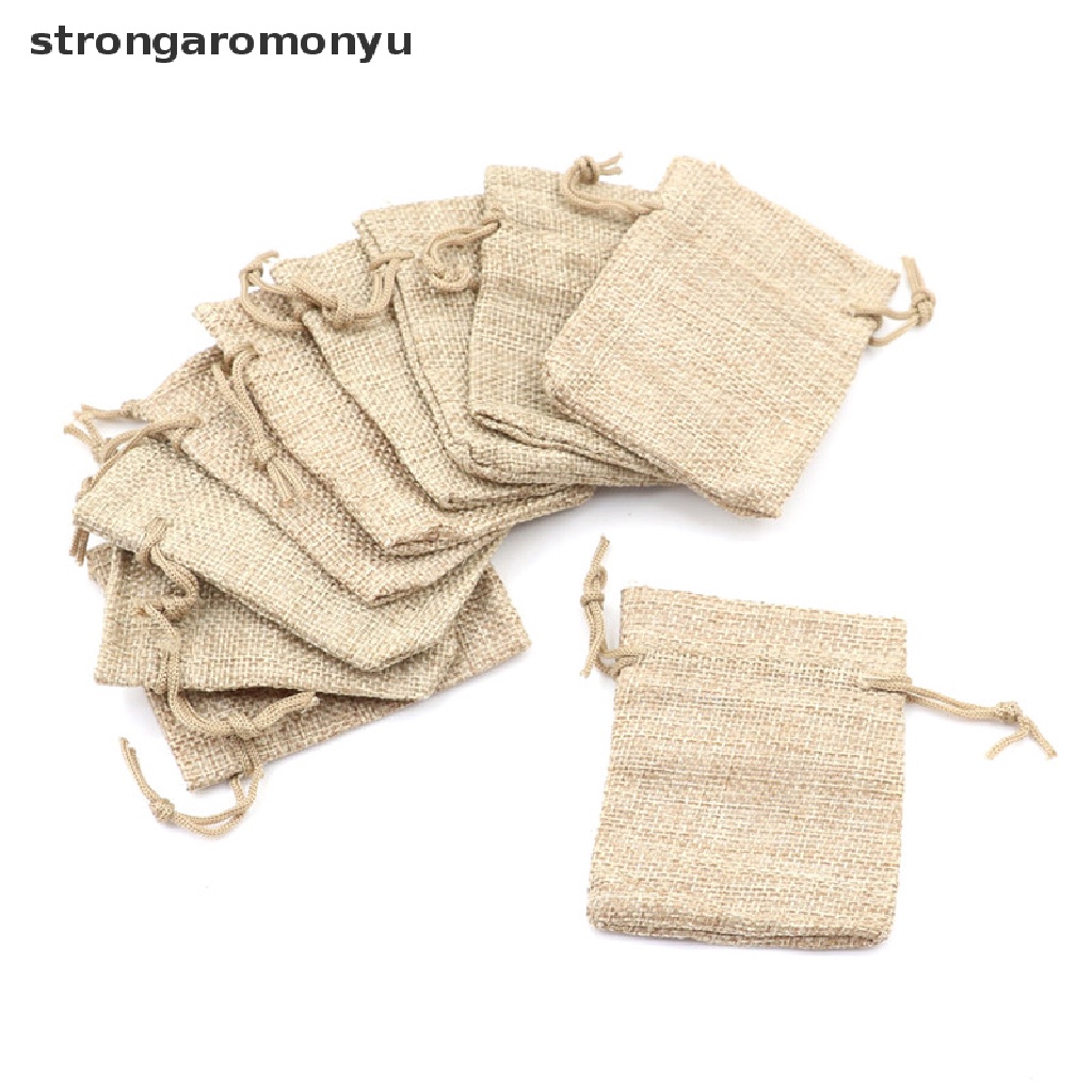 Set 10 túi dây rút bằng vải bố cỡ nhỏ dùng để đựng quà cưới