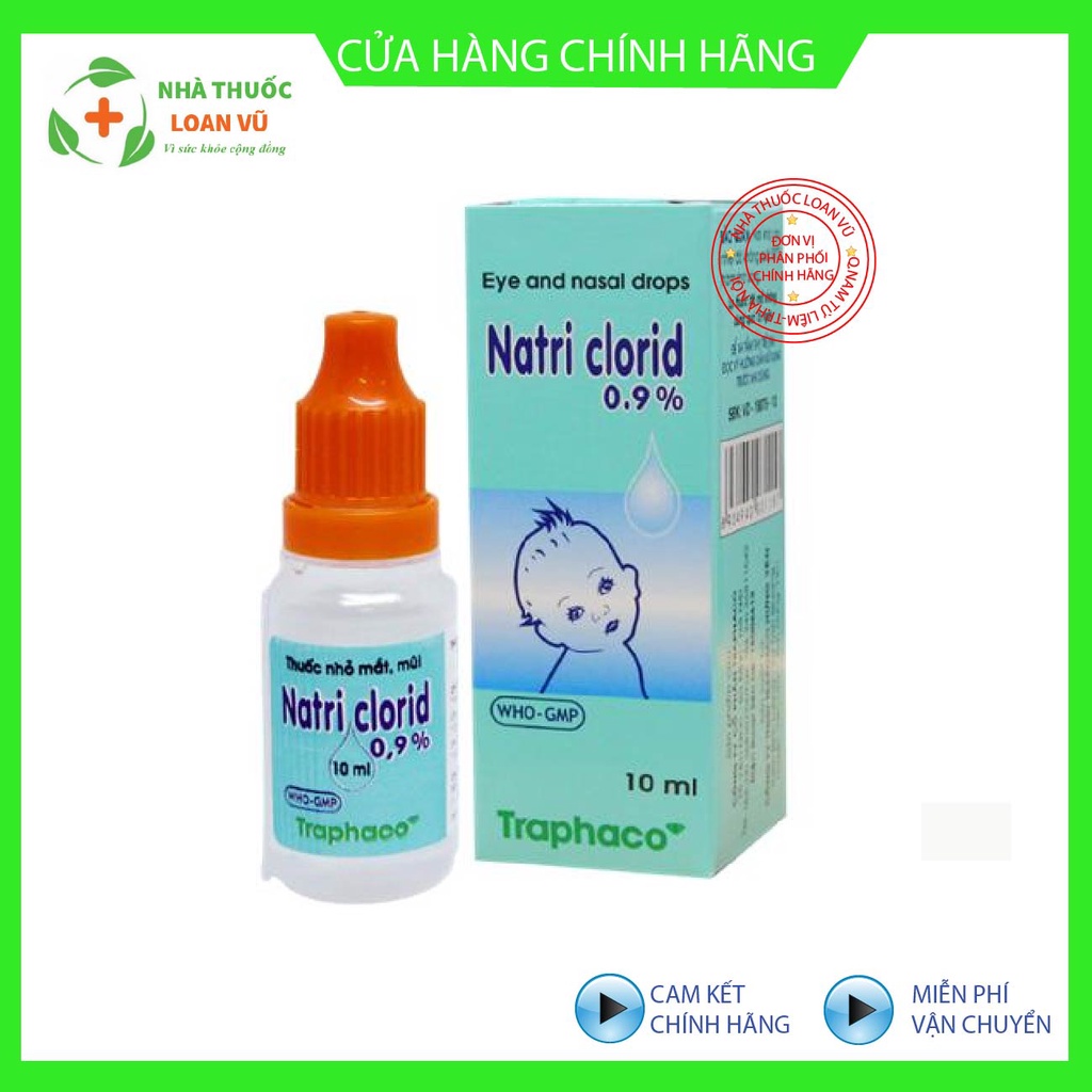 Nước Muối Sinh Lý Natri Clocid 0,9% Traphaco Nhỏ , Rửa Mắt Mũi Miệng Cho Bé Sơ Sinh 10ML