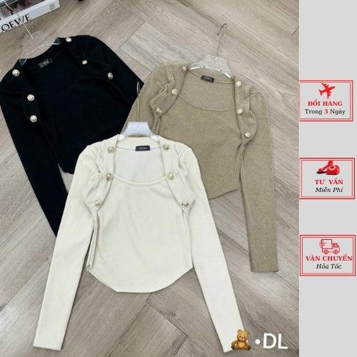 Áo len nữ cúc viền thu đông công sở ulzzang Hàn Quốc yolo fashion