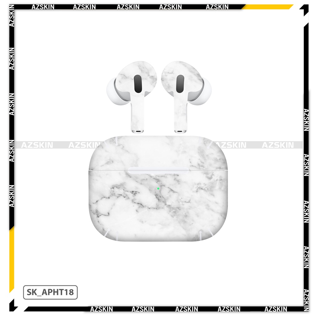 Miếng Dán Skin Airpods 1/2/3/Pro Hình Vân Đá White |SK_APHT18| Chất Liệu Nhập Khẩu, Chống Nước, Bền Màu, Khuôn Cắt Sẵn