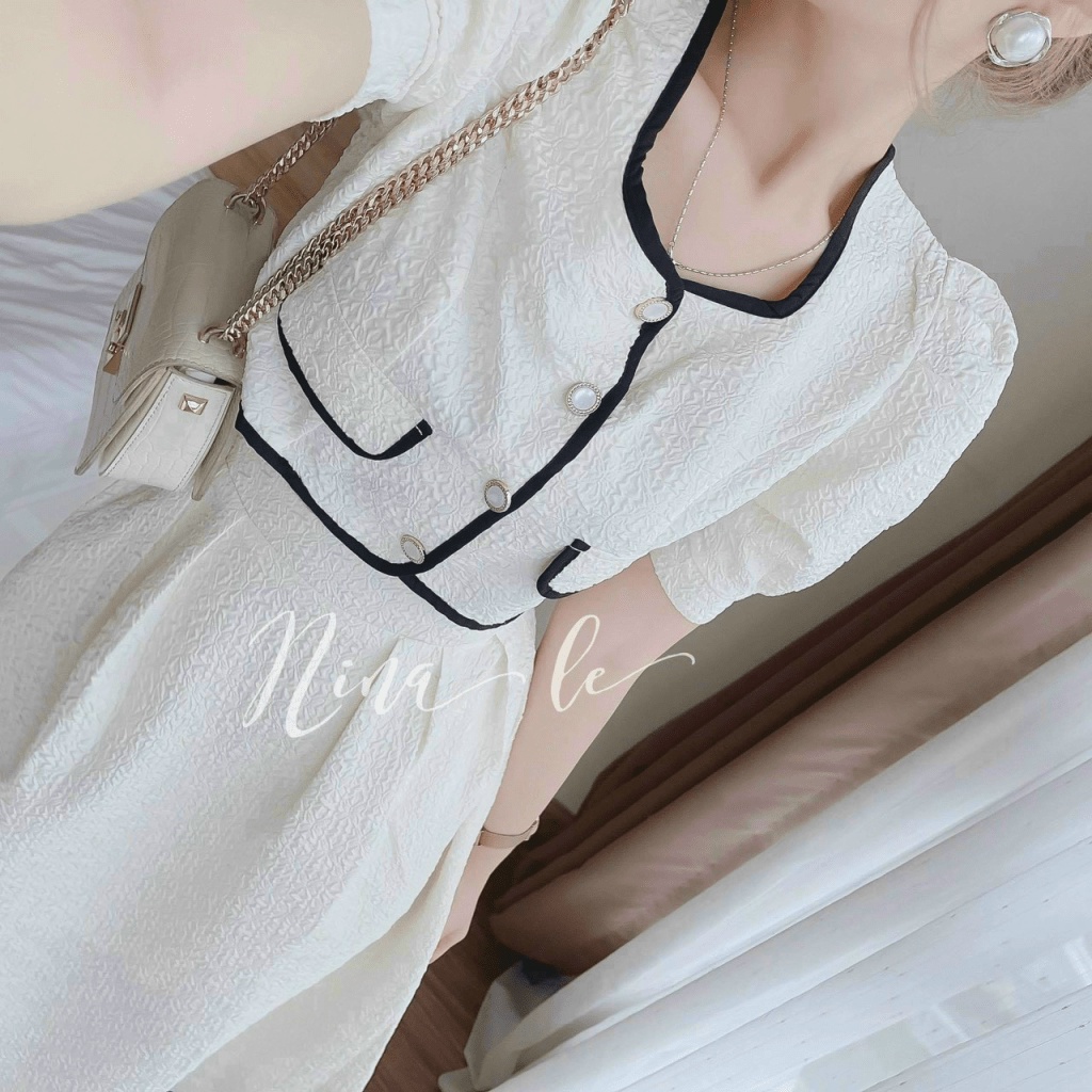 Sét Đầm 2 Món áo Viền Kết Hợp Chân Váy Xòe Dài Có Lót Chất Xốp Nhật Mặc Mát Tôn Dáng NEW UNISEX