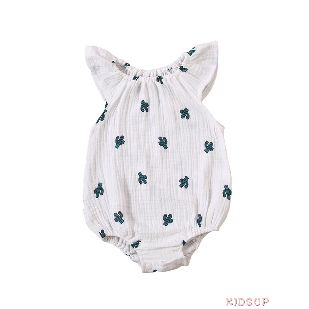 Bộ Áo Liền Quần Tay Cánh Tiên In Họa Tiết Dễ Thương Dành Cho Bé Gái
