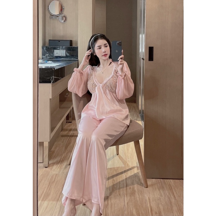 Đồ bộ nữ mặc nhà tiểu thư, đồ ngủ nữ lụa satin, hàng xưởng thiết kế may đo