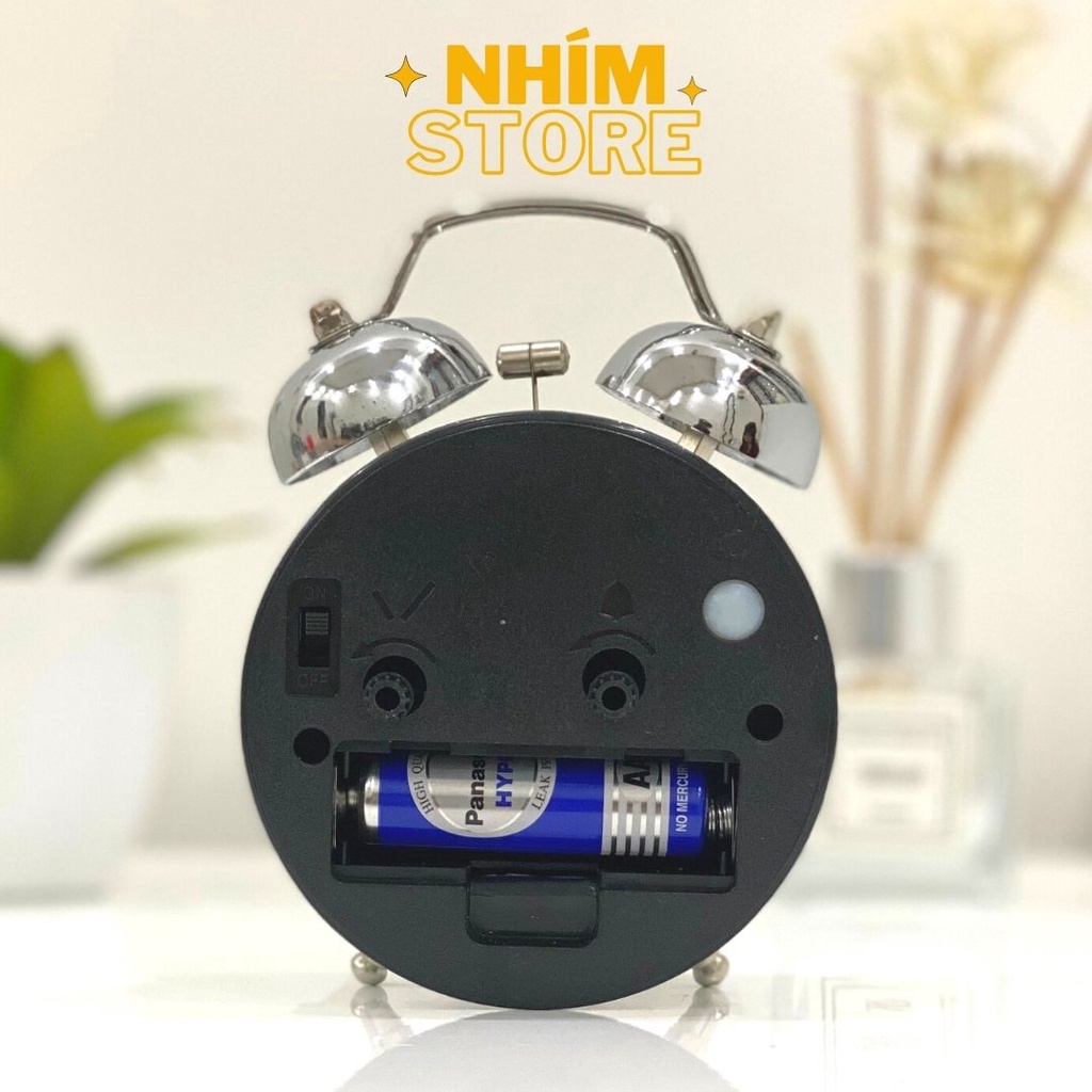 Đồng hồ báo thức để bàn cổ điển bằng sắt sang trọng có đèn ngủ - Đồng hồ Báo thức Nhím Store chuông kêu to giá rẻ