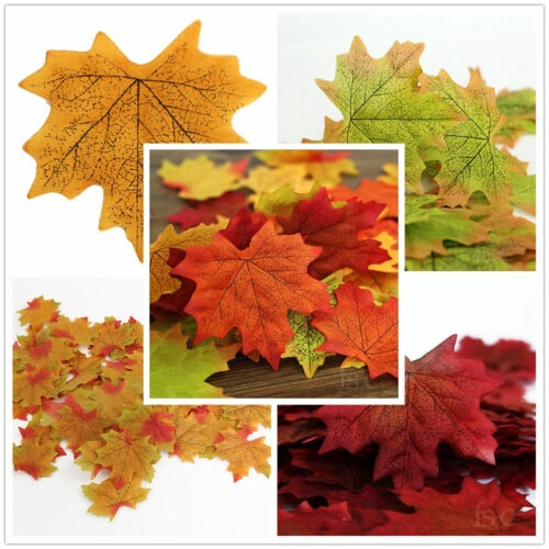 ♔P&amp;M♚50PCS Fashion Fall Silk Leaves Wedding Party Favor Autumn Maple Leaf Decor