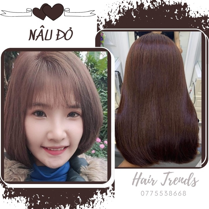 Thuốc nhuộm tóc màu NÂU ĐỎ  tặng kèm trợ dưỡng oxy 100ml-hairtrends shop (K5RB)