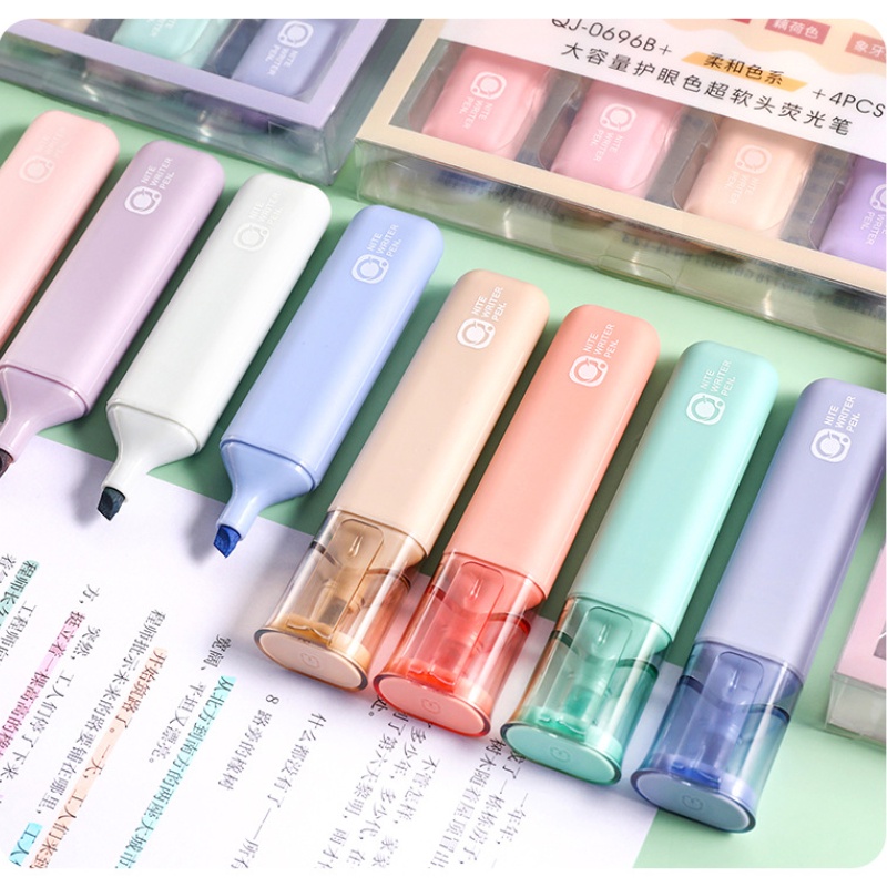 Set 4 Bút Đánh Dấu Đầu Xiên Nhiều Màu Sắc Có Khả Năng Đánh Dấu Bảo Vệ Mắt Cho Học Sinh/Văn Phòng