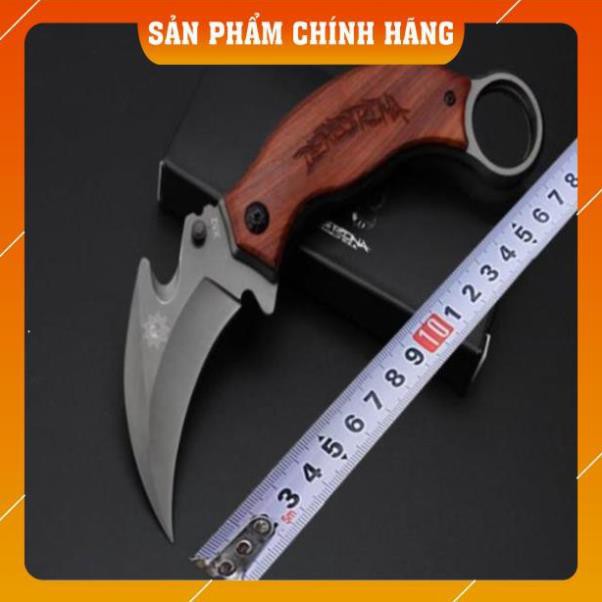 [FreeShip – Giảm 30k]  Dao Phượt Gấp Cao Cấp Chính Hãng Karambit X52 Báng Gỗ - Đa Năng Giá Rẻ Quân Đội