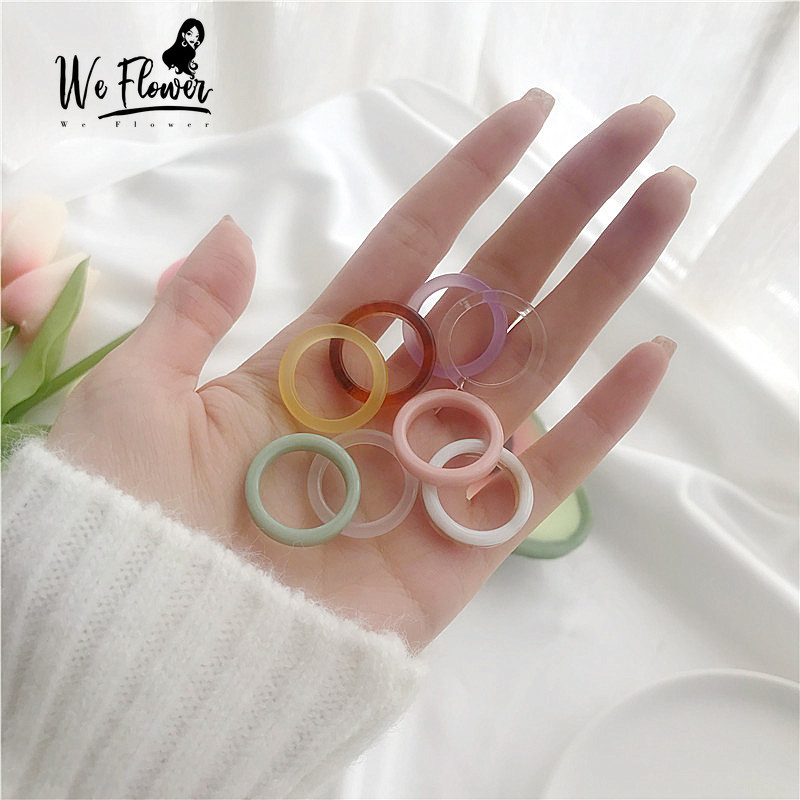 Nhẫn nhựa acrylic thiết kế nhiều màu sắc phong cách Hàn Quốc ngọt ngào