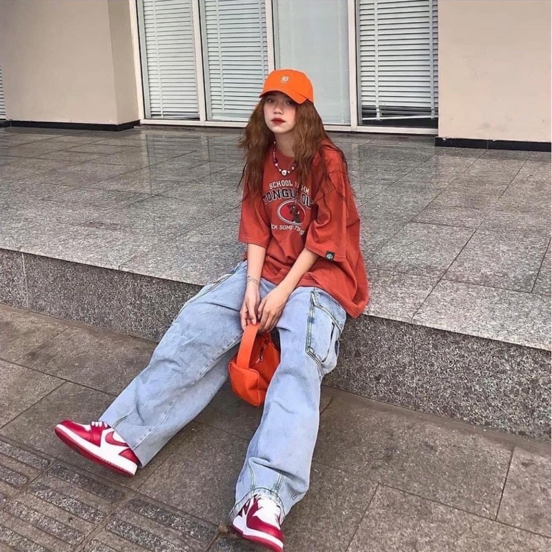 [Mã FAMARAL1 giảm 10K đơn 50K] Áo thun phông logo tay PINK tay lỡ form rộng TONGUE Unisex