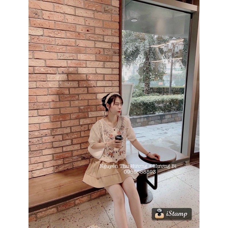 Áo ren hoạ tiết thêu hoa pha tay boi hit hot