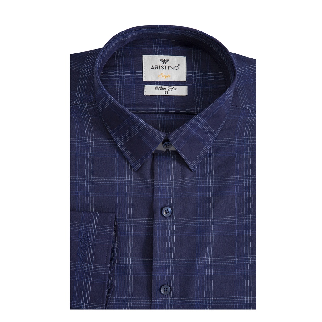 ÁO SƠ MI NAM DÀI TAY ARISTINO Dáng Slimfit Màu Xanh Tím Than Họa Tiết Kẻ Trẻ Trung Dễ Phối Đồ ALS19001 | BigBuy360 - bigbuy360.vn