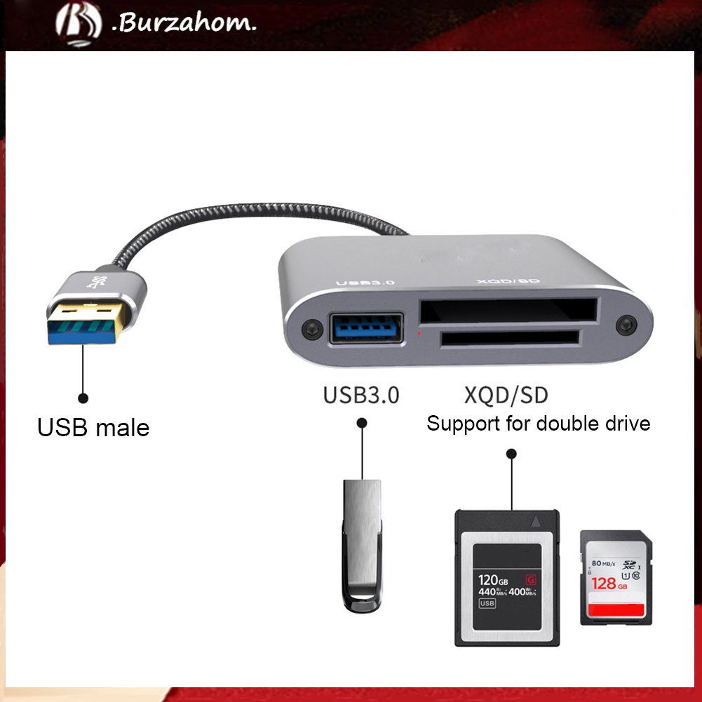 Đầu Đọc Thẻ Nhớ Đa Năng 3 Trong 1 Usb 3.0 Xqd Micro-Sd | BigBuy360 - bigbuy360.vn