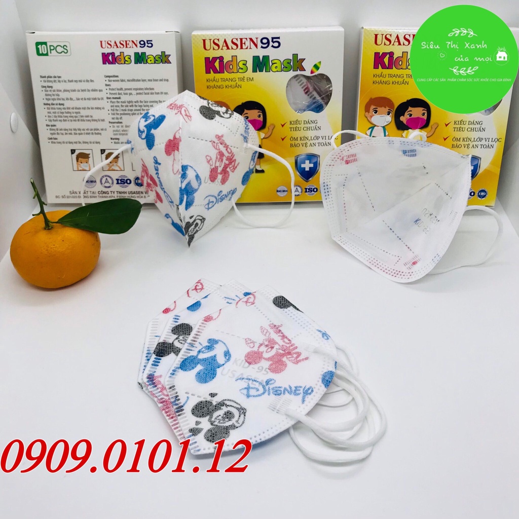 Khẩu trang n95 trẻ em USASEN chính hãng hộp 10 cái, khẩu trang kn95 em bé cao cấp tái sử dụng nhiều lần