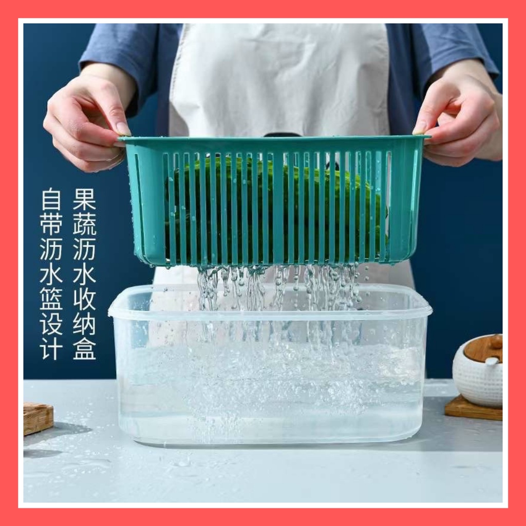 Hộp nhựa đựng thực phẩm có nắp chống tràn kèm rổ , bộ 5 hộp.